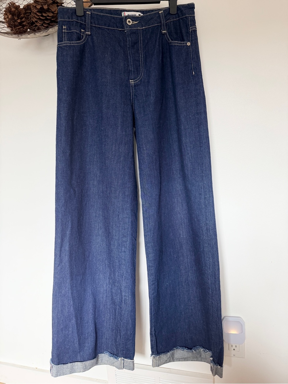 PLEASE Dark Blue Wide Leg Jeans sz S